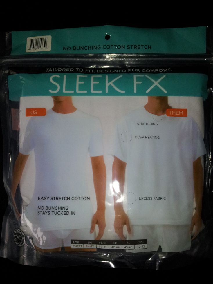 Sleek FX cotton spandex packaging - back