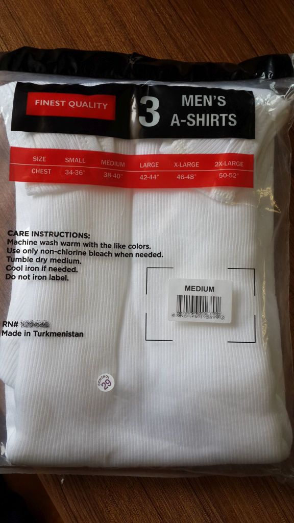 Wholesale ribbed tank top undershirts. 3-pack packaging-back