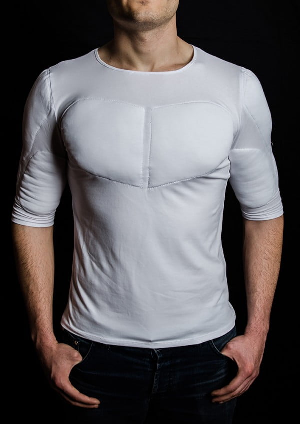 front padded undershirt with chest muscles from clothes with muscles