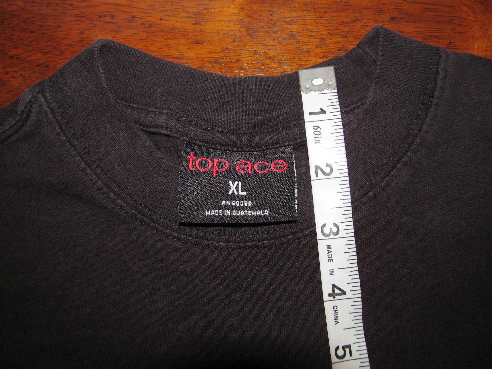 top ace crew neck tee shirt measurements