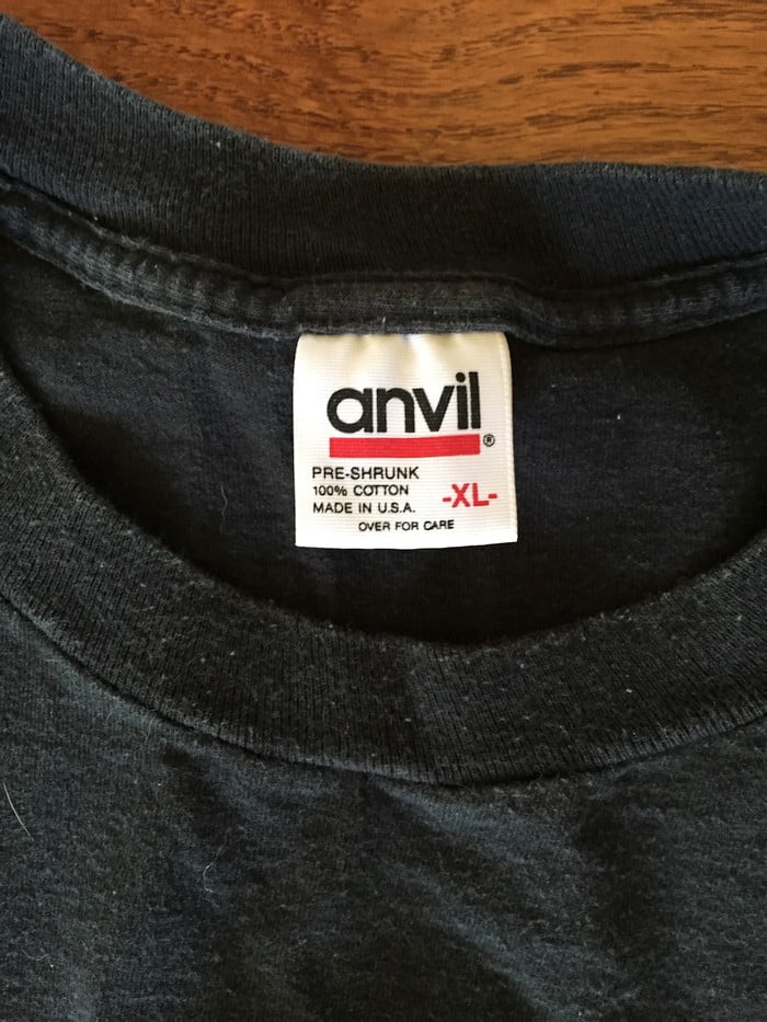 Woodstock t-shirt with Anvil Care label 