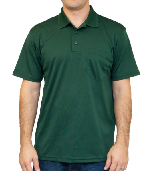 All American Clothing Co Aqua Dry Polo made with 96% polyester and 4% Spandex